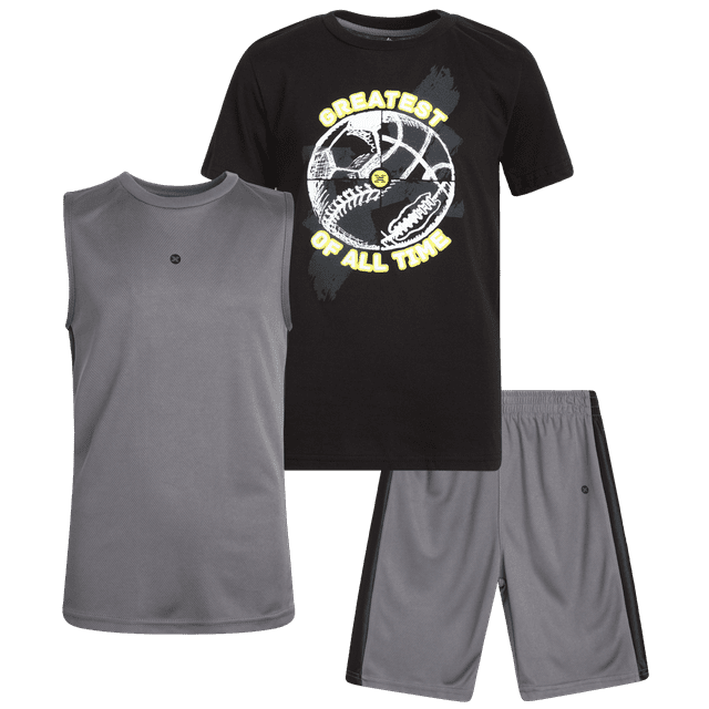 RBX Boys' Active Shorts Set Performance TShirt, Tank Top, and Gym Shorts (412)