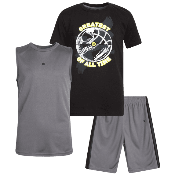 RBX Boys' Active Shorts Set – Performance T-Shirt, Tank Top, and Gym Shorts (4-12)