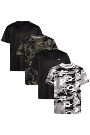 Boys Active T-Shirts - 4 Pack Athletic Performance Boys Short Sleeve Shirts (8-16)