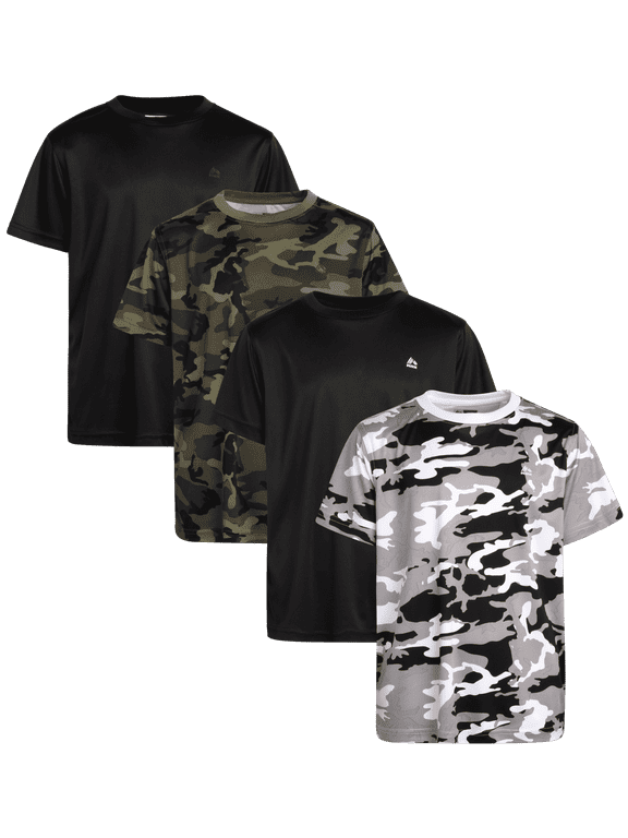 Boys Active T-Shirts - 4 Pack Athletic Performance Boys Short Sleeve Shirts (8-16)