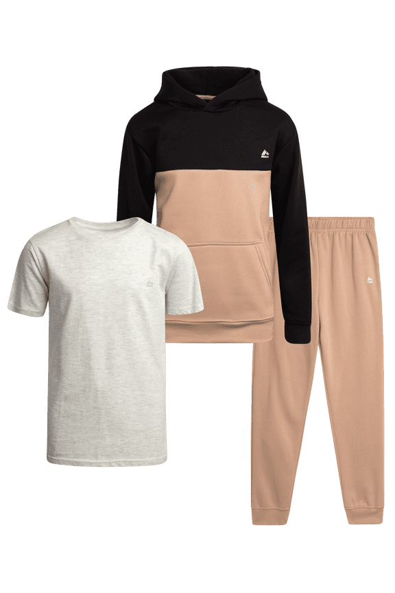 Boys Pants Set Fleece Pullover Hoodie T Shirt and Jogger Sweatpants 3 Piece Activewear Set