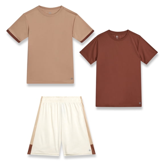 RBX Boys Activewear Set with Performance Mesh Jersey Tees and Athletic Gym Shorts 3 Piece Outfit