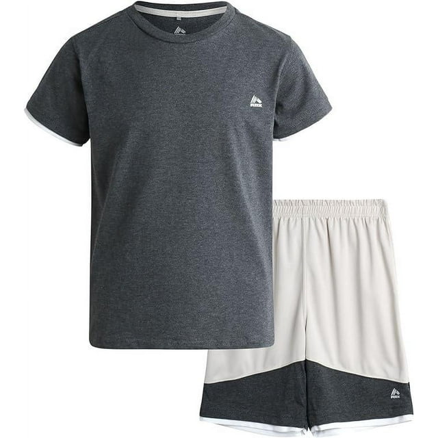 RBX Boys' Activewear Short Set Short Sleeve TShirt and Gym Shorts