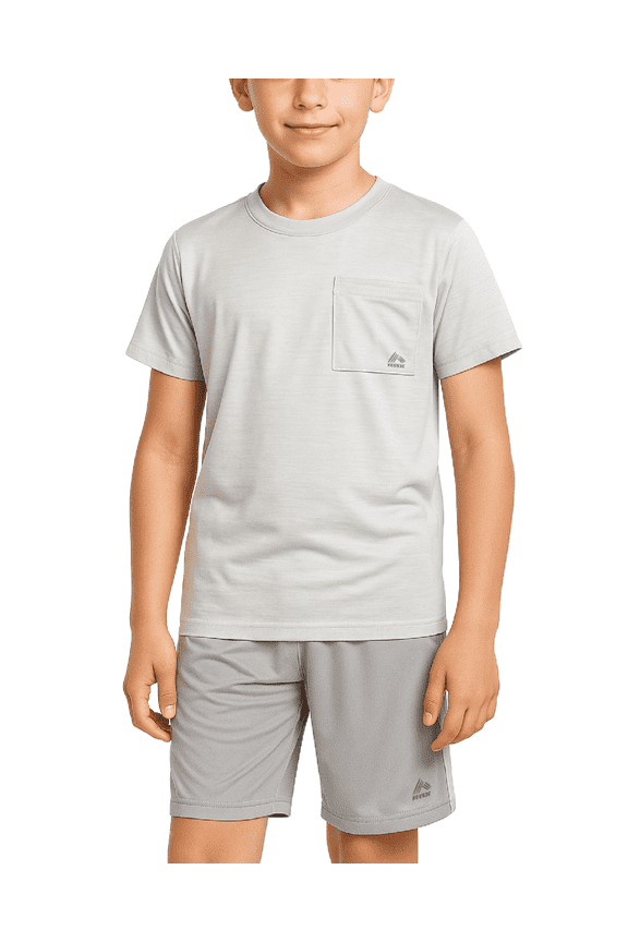 Boys Short Set - 2 Piece Short Sleeve Active Shirt and Gym Shorts Boys Athletic Set (8-12)