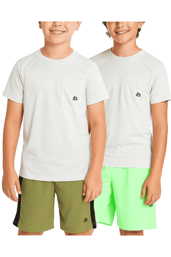 Boys Athletic Shorts - 2 Pack Poly Fleece Mesh Boys Basketball Shorts with Pockets (8-16)