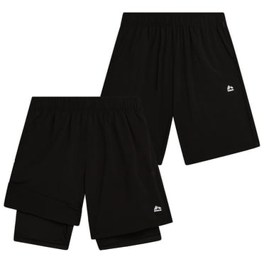 RBX Boys Athletic Shorts - 2 Pack Performance Base Layer Gym Basketball Shorts for Boys (8-16)