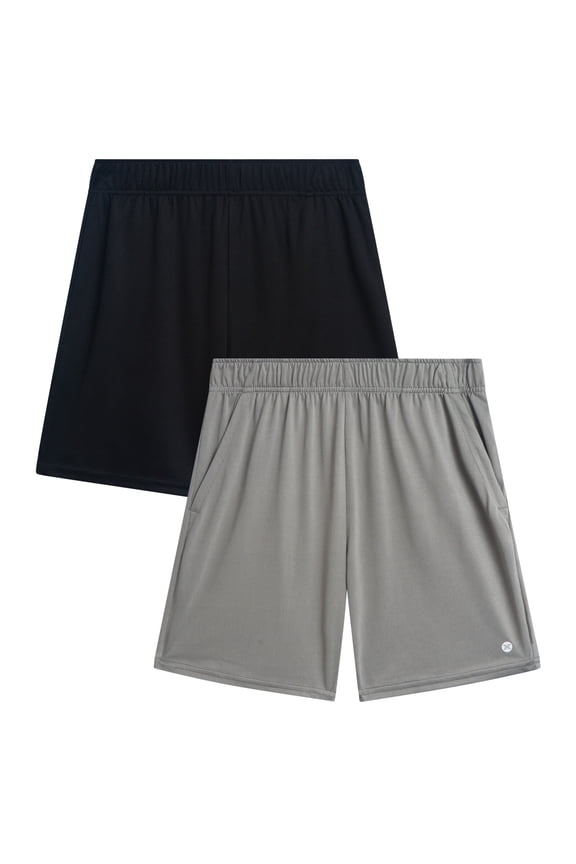 Boys Athletic Shorts - 2 Pack Performance Mesh Jersey Gym Shorts with Elastic Waistband (8-16)