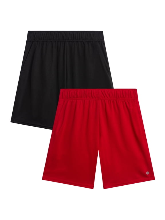 Boys Athletic Shorts - 2 Pack Performance Mesh Jersey Gym Shorts with Elastic Waistband (8-16)
