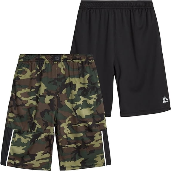 RBX Boys Athletic Shorts - 2 Pack Breathable Active Mesh Boys Basketball Shorts with Pockets (8-16)