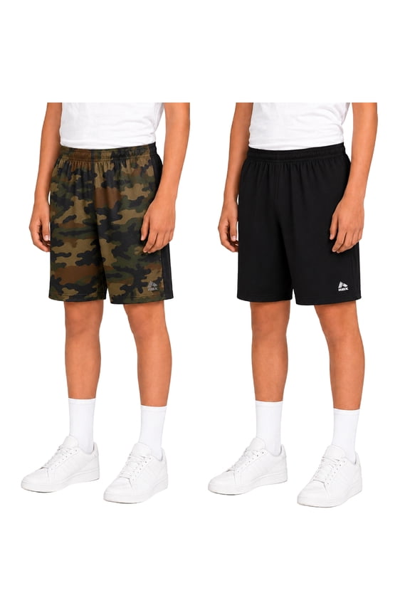 Boys Athletic Shorts - 2 Pack Breathable Active Mesh Boys Basketball Shorts with Pockets (8-16)