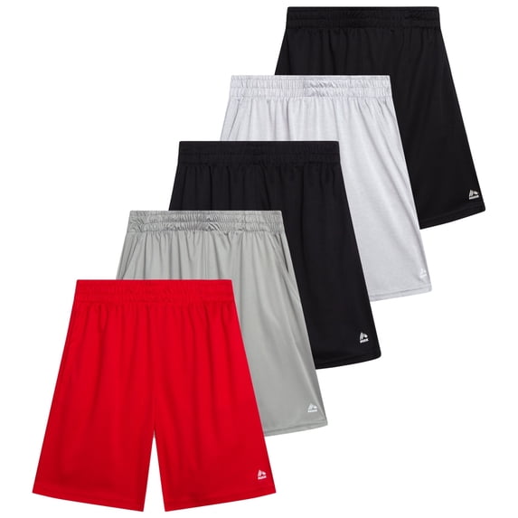 RBX Boys Basketball Shorts Performance Mesh Athletic Basketball Gym Short 5 Pack