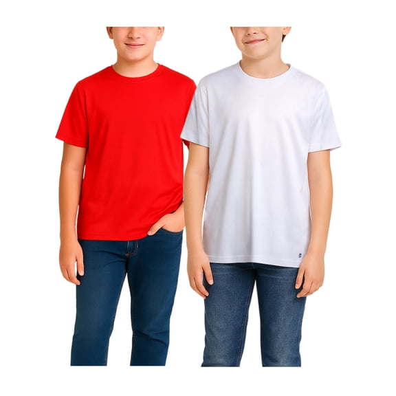 RBX Boys' Athletic T-Shirt - 2 Pack Active Performance Dry-Fit Sports Tee (Size: 8-16)