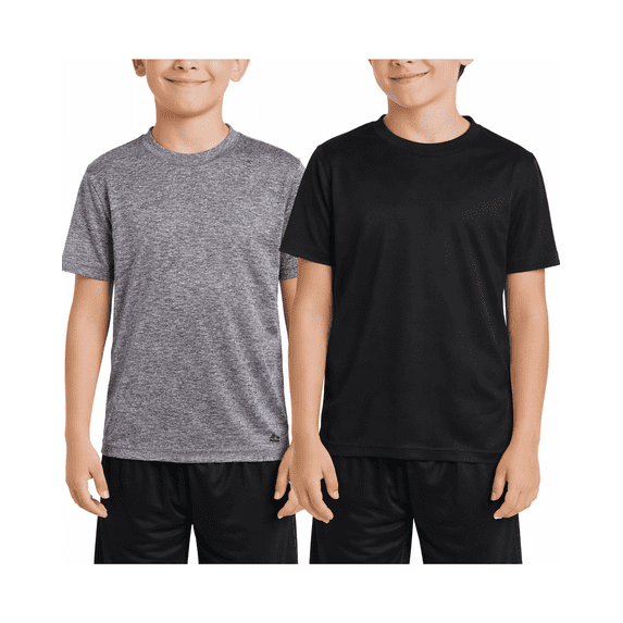 RBX Boys' Athletic T-Shirt - 2 Pack Active Performance Dry-Fit Sports Tee (Size: 8-16)
