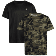 RBX Boys Tshirts - 2 Pack Dry Fit Crewneck Short Sleeve Boys Athletic Shirts Kids Activewear (8-16), Size 14-16, Green Camo