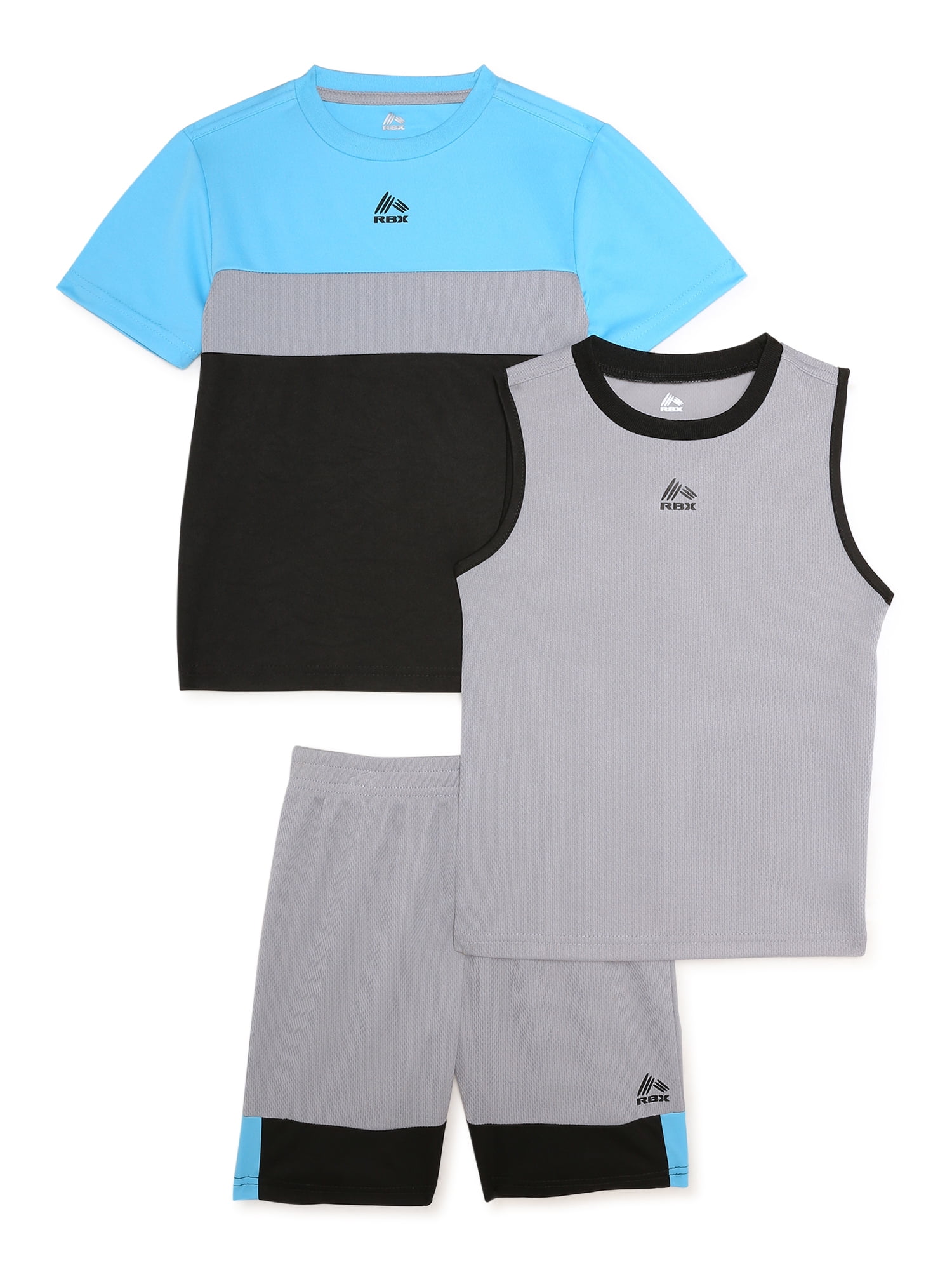RBX Boys Color Blocked Tank Top, T-Shirt and Shorts, 3-Pieces Set ...