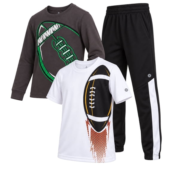 RBX Boys Jogger Set - 3 Piece Crewneck Graphic Tee, Pullover Long Sleeve Shirt & Jogger Sweatpants for Boys
