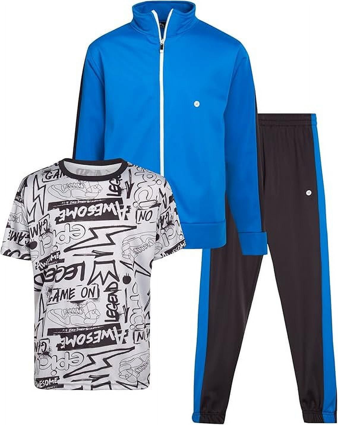 Boys Black Embroidered Sweatshirt With Jogger Sets main image 0