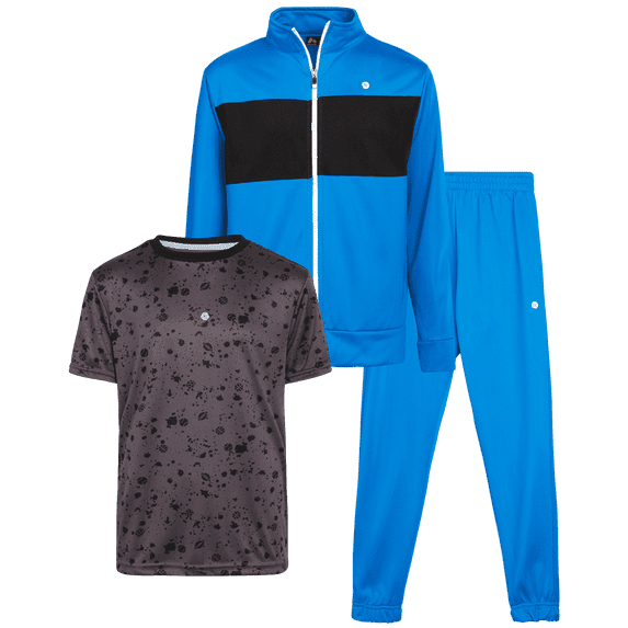 RBX Boys Jogger Set - Lightweight Athletic Tricot Joggers, T-Shirt and Zip Up Jacket for Boys 3 Pack