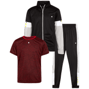 RBX Boys’ Jogger Set – 3 Piece Tricot Sweatshirt, Sweatpants, and T-Shirt Tracksuit (8-12)