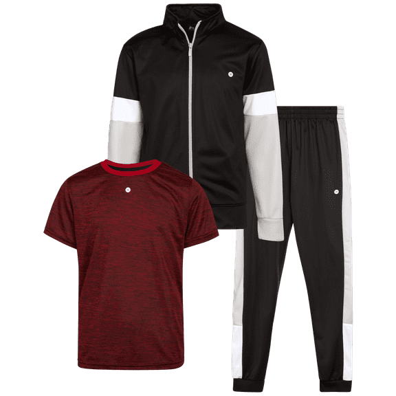 RBX Boys Sweatpants Set - 3 Piece Tricot Joggers T Shirt and Kids Sweatshirts Athletic Sets (8-12)