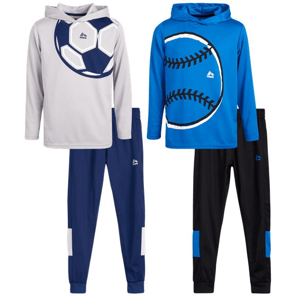 RBX Boys Tracksuit Set - 4 Piece Hoodie Sweatshirt and Tricot Pants Boys Athletic Outfit Sets (8-12)
