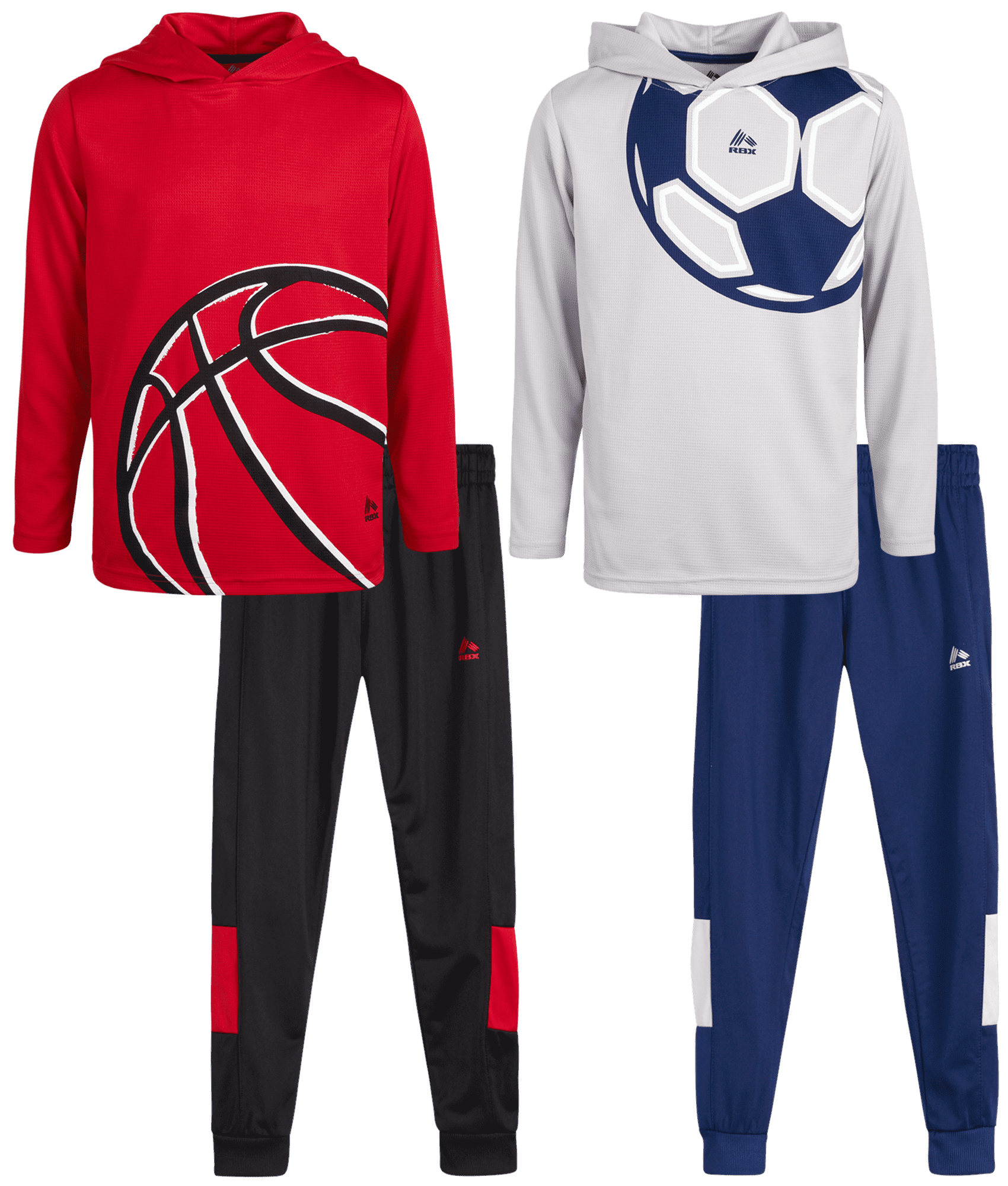 RBX Boys' Jogger Set 4Piece Thermal Sports Hoodie and Tricot Joggers