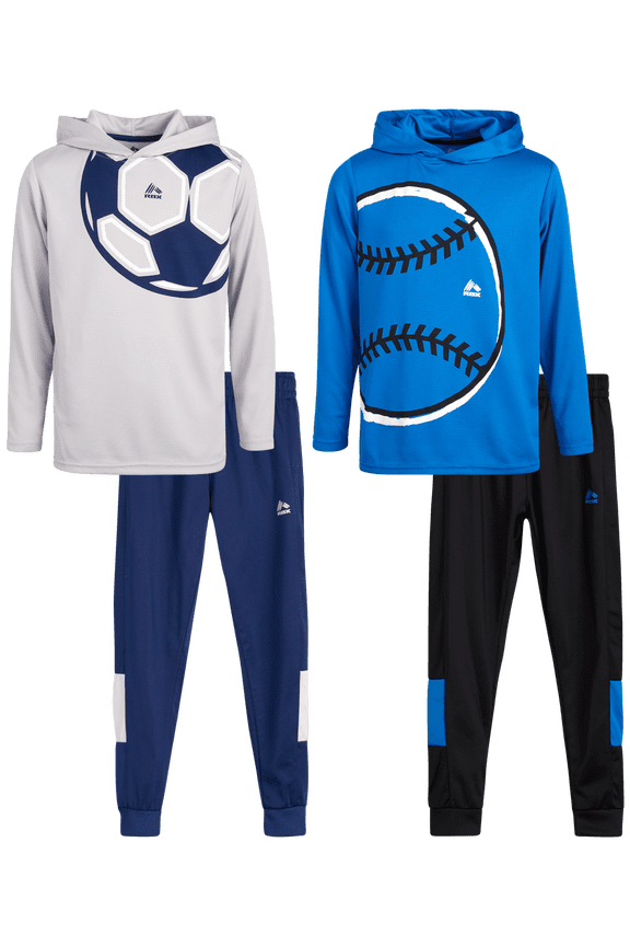 Boys Tracksuit Set - 4 Piece Hoodie Sweatshirt and Tricot Pants Boys Athletic Outfit Sets (8-12)