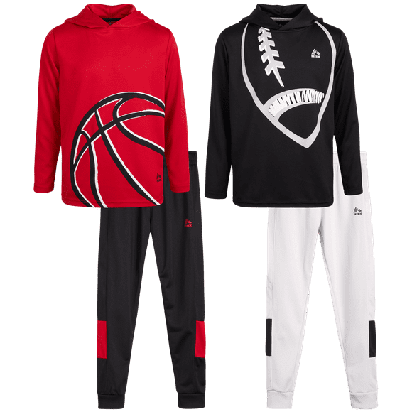 RBX Boys Tracksuit Set - 4 Piece Hoodie Sweatshirt and Tricot Pants Boys Athletic Outfit Sets (8-12)
