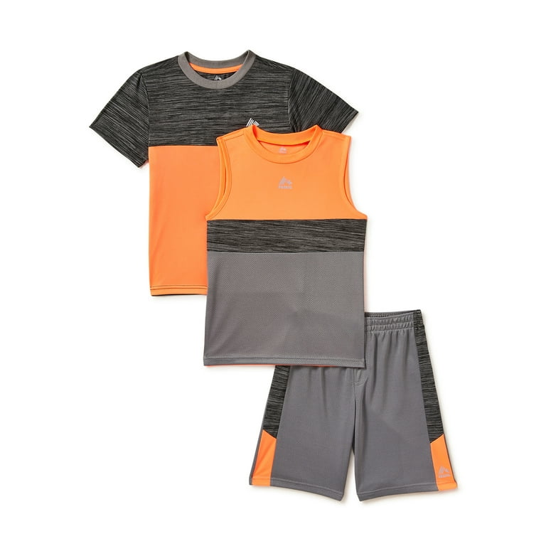 RBX Boys Neon Space Dye Tank, Shirt, Shorts 3-Piece Performance