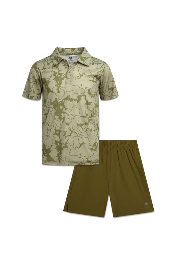 Boys Short Set Moisture Wicking Golf Polo Shirt and Shorts Athletic Outfit for Sports 2 Piece