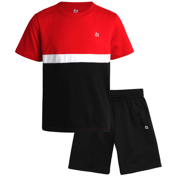 RBX Boys Shorts Set - 2 Piece Short Sleeve T-Shirt and Fleece Sweat Shorts Athleisure Set (4-12)