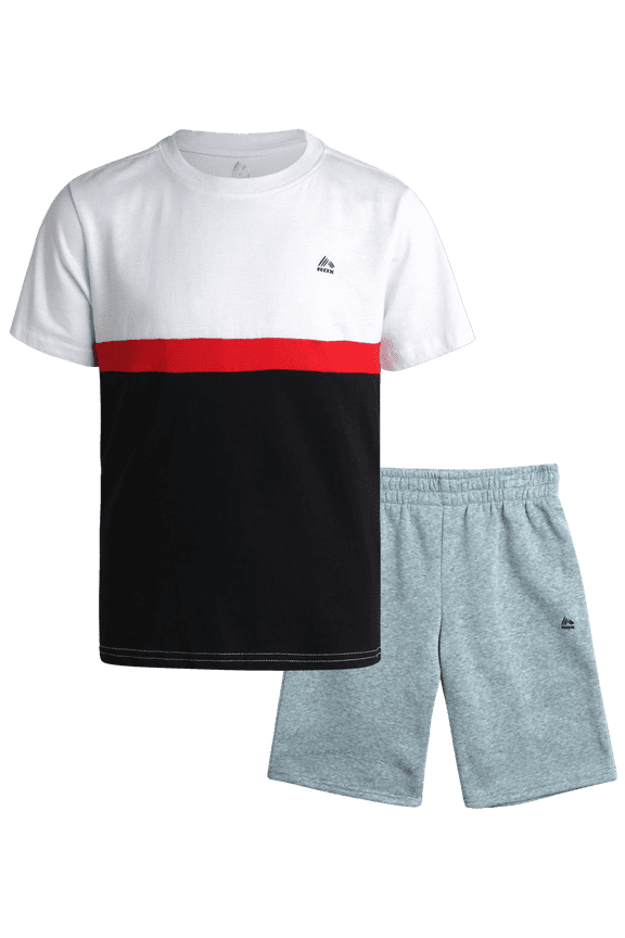 Boys Shorts Set - 2 Piece Short Sleeve T-Shirt and Fleece Sweat Shorts Athleisure Set (4-12)