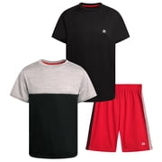 Boys Athletic Outfit Lightweight Breathable Active Shirts and Basketball Shorts 3 Piece Set