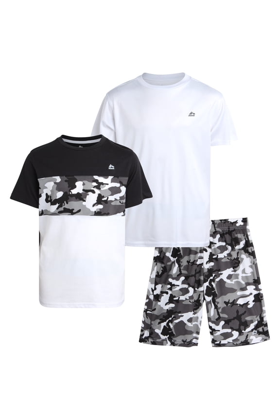 Boys Athletic Outfit Lightweight Breathable Active Shirts and Basketball Shorts 3 Piece Set