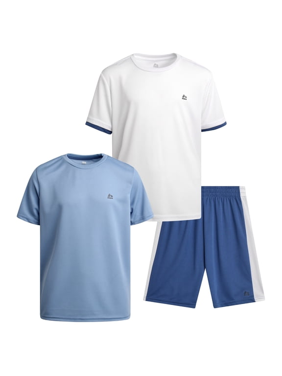 Boys Athletic Outfit Lightweight Breathable Active Shirts and Basketball Shorts 3 Piece Set