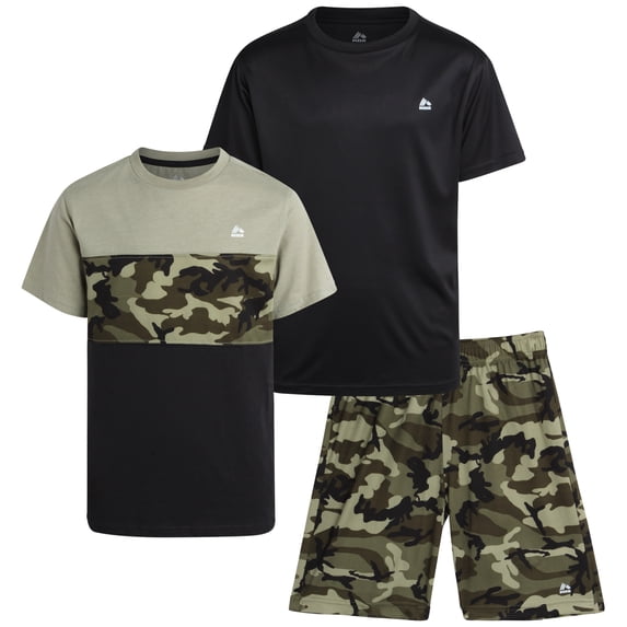 RBX Boys Athletic Outfit Lightweight Breathable Active Shirts and Basketball Shorts 3 Piece Set