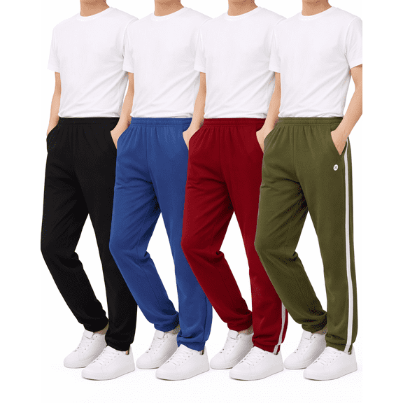 RBX Boys Sweat Pants - 4 Pack Tricot Joggers for Boys - Soft Athletic Pants for Kids (Sizes: 5-16)