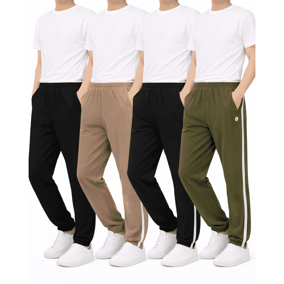 RBX Boys Sweat Pants - 4 Pack Tricot Joggers for Boys - Soft Athletic Pants for Kids (Sizes: 5-16)