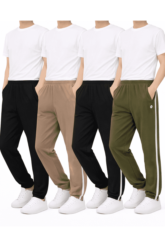 Boys Sweat Pants - 4 Pack Tricot Joggers for Boys - Soft Athletic Pants for Kids (Sizes: 5-16)