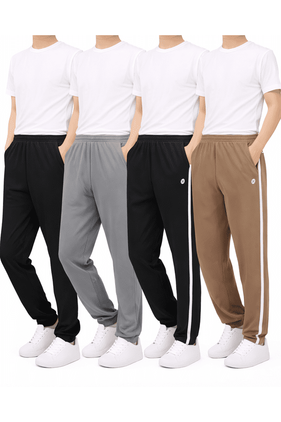 Boys Sweat Pants - 4 Pack Tricot Joggers for Boys - Soft Athletic Pants for Kids (Sizes: 5-16)