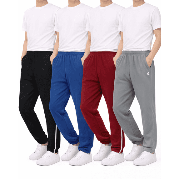 RBX Boys Sweatpants Tricot Soft Stretch Performance Boys Joggers with Elastic Waist & Pockets 4 Pack