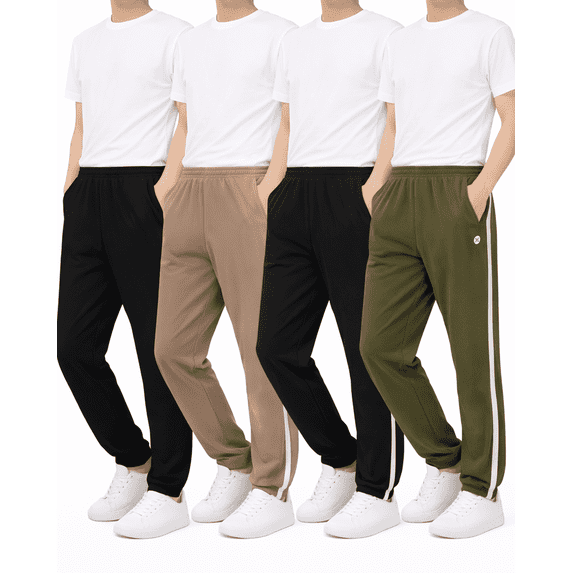 RBX Boys Sweatpants Tricot Soft Stretch Performance Boys Joggers with Elastic Waist & Pockets 4 Pack