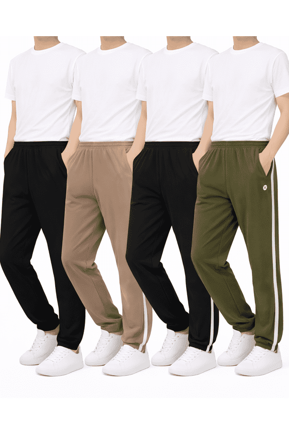 Boys Sweatpants Tricot Soft Stretch Performance Boys Joggers with Elastic Waist & Pockets 4 Pack