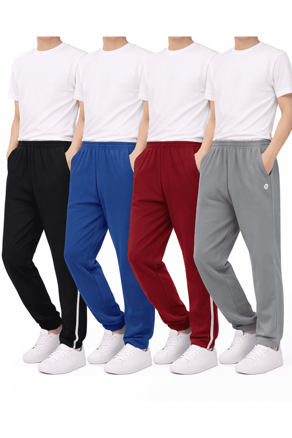 Boys Sweat Pants - 4 Pack Tricot Joggers for Boys - Soft Athletic Pants for Kids (Sizes: 5-16)