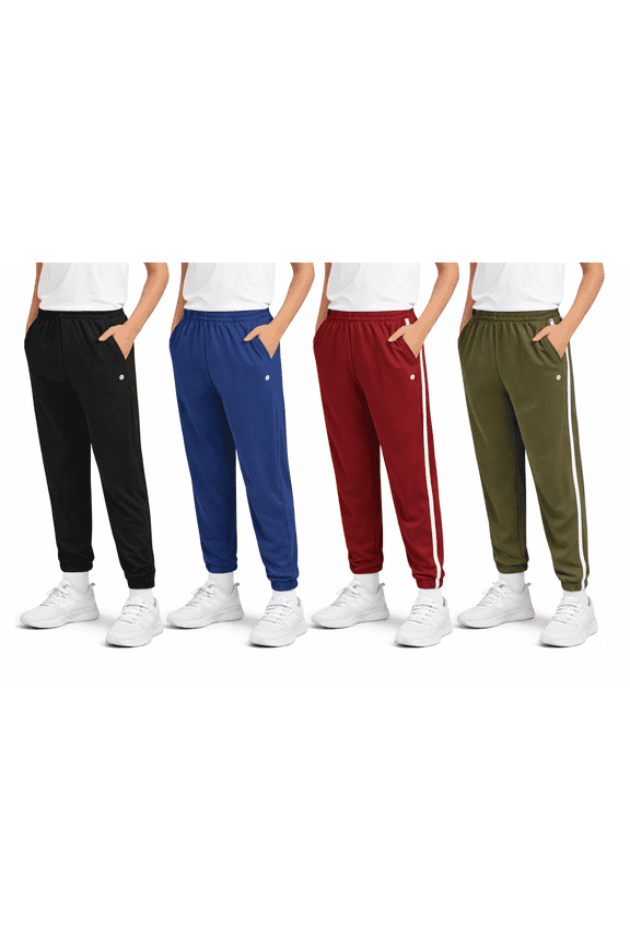 Boys Sweatpants Tricot Soft Stretch Performance Boys Joggers with Elastic Waist & Pockets 4 Pack