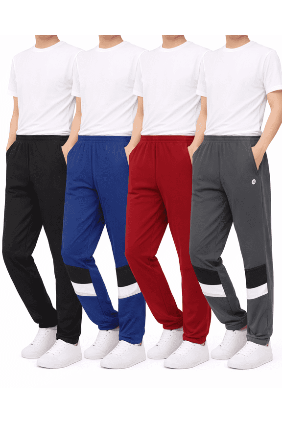 Boys Sweatpants Tricot Soft Stretch Performance Boys Joggers with Elastic Waist & Pockets 4 Pack