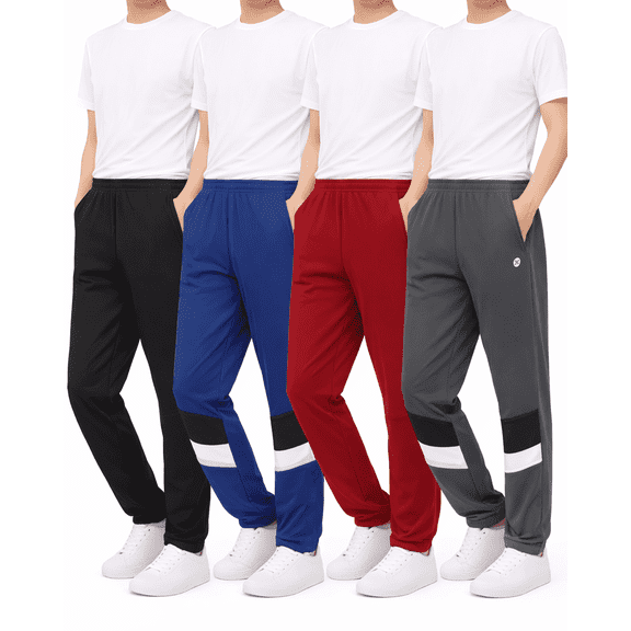 RBX Boys Sweatpants Tricot Soft Stretch Performance Boys Joggers with Elastic Waist & Pockets 4 Pack