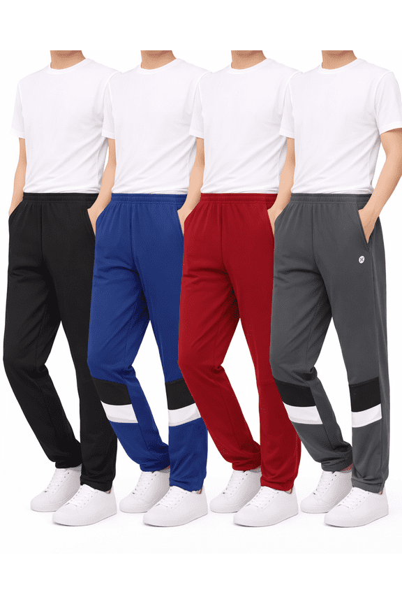 Boys Sweat Pants - 4 Pack Tricot Joggers for Boys - Soft Athletic Pants for Kids (Sizes: 5-16)