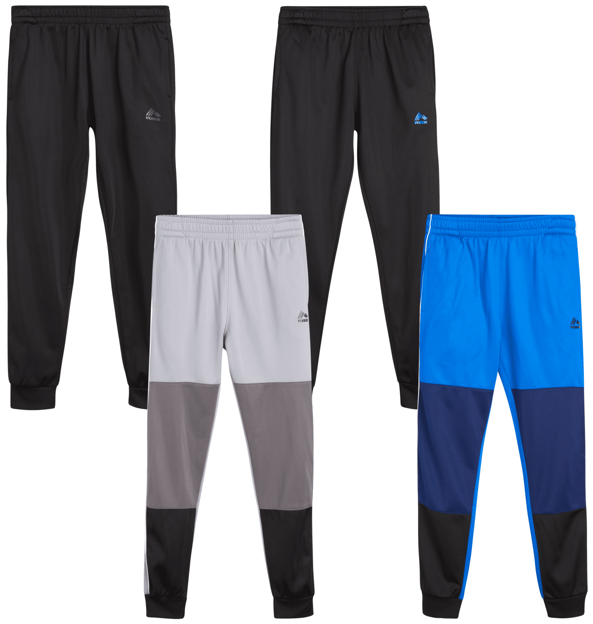 RBX Boys’ Sweatpants 4 Pack Active Tricot WarmUp Jogger Track Pants