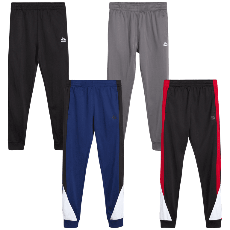 RBX Boys' Sweatpants – 4 Pack Active Tricot Warm-Up Jogger Track Pants  (Sizes: 4-20) 